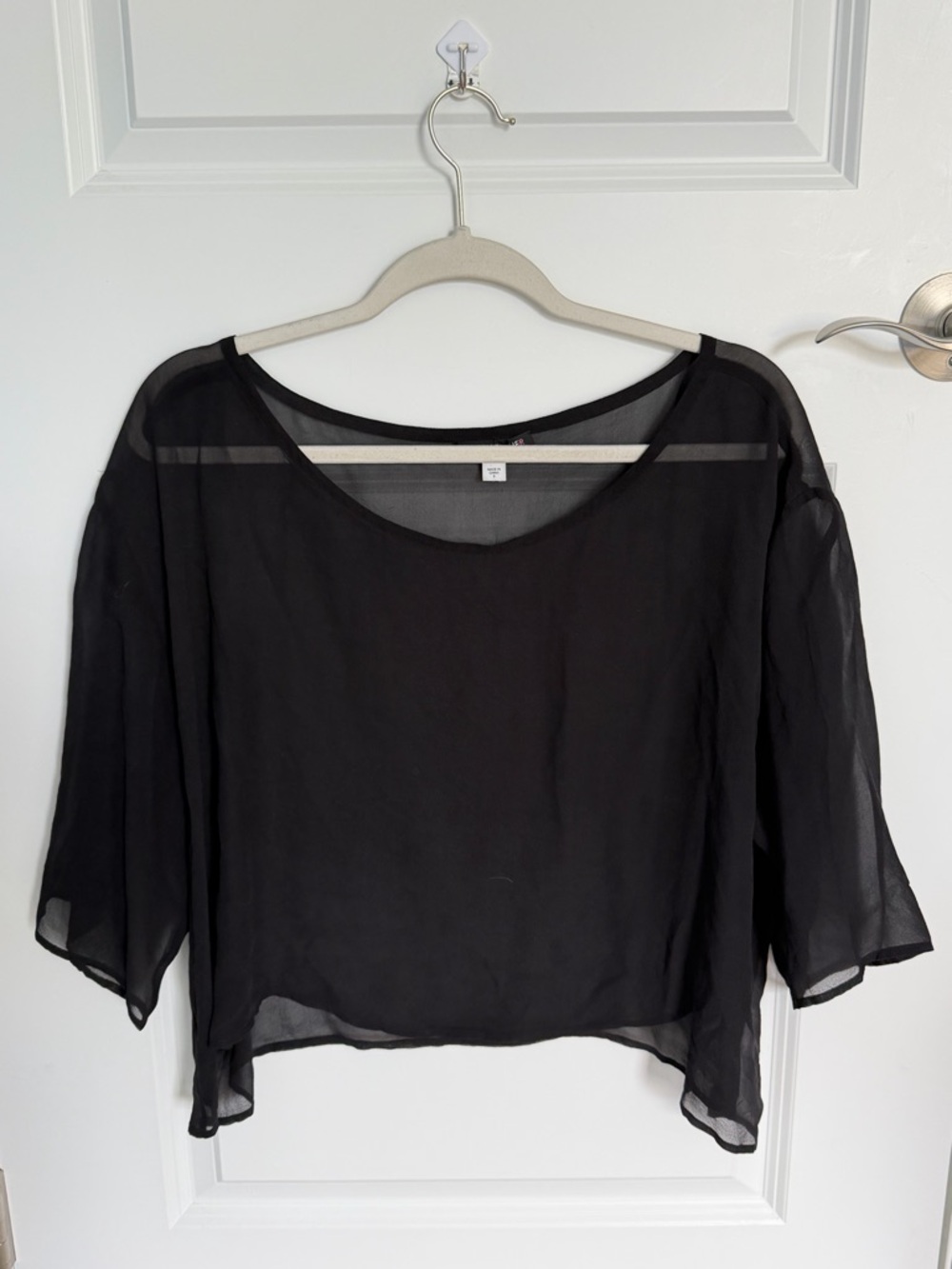 Eileen Fisher Black Sheer Crop Women's Top Size Small 54581 - Picture 3 of 15